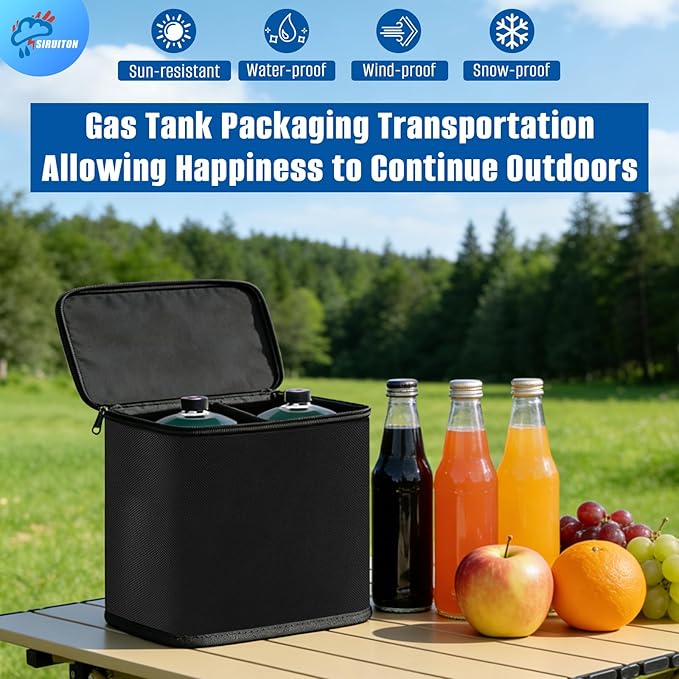 SIRUITON Mini Fuel Cylinder Storage Bag, Refillable Propane cylinder 1 LB Tank Cover, Small Propane Tanks Bag, 600D Oxford Fabric, fuel keg refillable propane tank Bag, for Outdoor Camping, cooking
