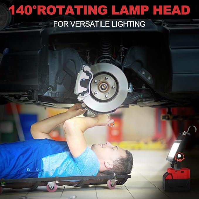 60W 6000LM Cordless Work Light Compatible with Milwaukee 18V Battery (Battery Not Included), Portable LED Flashlgiht Flood Light with USB &Type C Charging for Job Site, Emergency, Camping