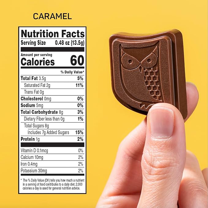 AWAKE - Caffeinated Chocolate Bites - Caramel Milk Chocolate, 50 Bites - 50mg Caffeine - Individually Wrapped Energy Bites - Coffee Alternative - Fairtrade, Gluten Free, Non GMO - 0.48oz