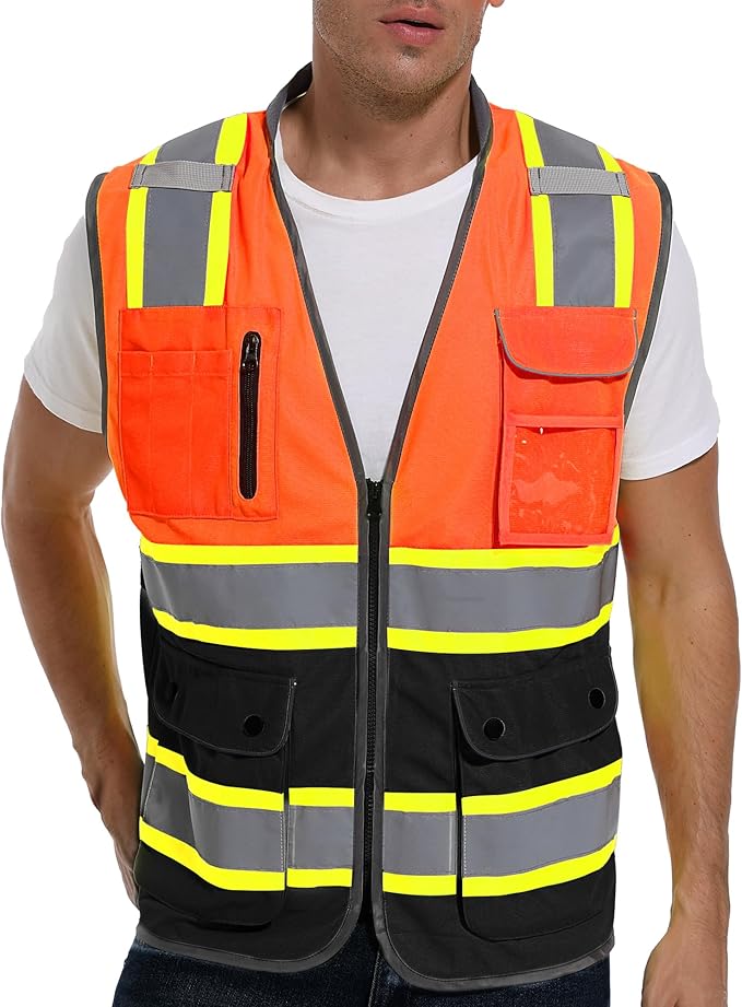 Reflective Safety Vest for Men and Women - High Visibility Construction Vest - Dual Tone Reflective Strips