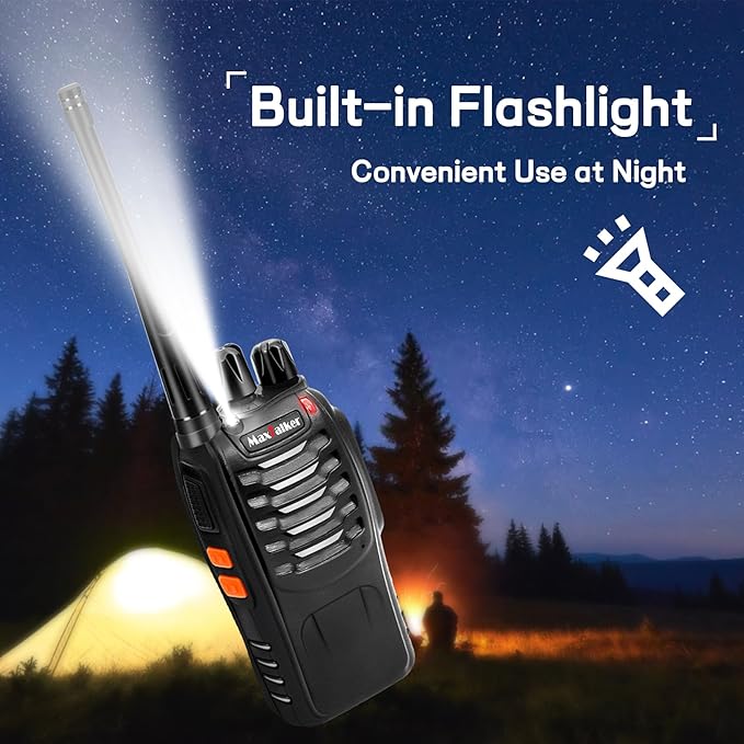 MT-8S Walkie Talkies Long Range for Adults, Radios Walkie Talkies with Conduit Earpiece, Flashlight, 2 Way Radio with Rechargeable Battery, Two Way Radio for Family, Camping, School, Church（4 Pack）