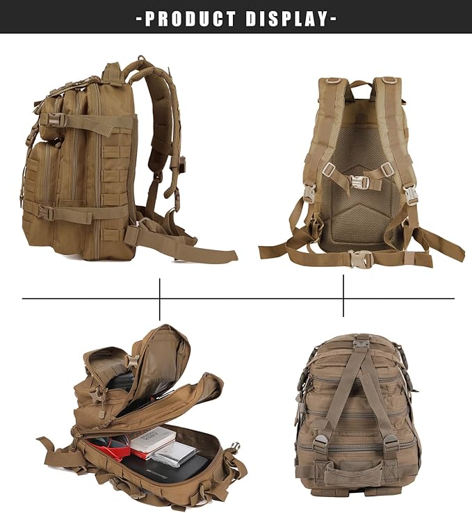Small Tactical Backpack Military Daypack - 30L Backpack for Men Molle Assault Pack Bug Out Bag for Hiking Camping Travel Army Hunting Rucksack Trekking (Coyote)
