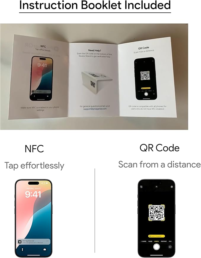Google Review Stand - NFC & QR Code, Easy Setup, For All Businesses (3-Pack)