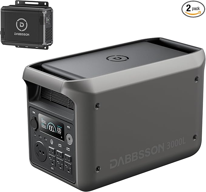 DABBSSON 3000L Solar Generator with Charger S, 3072Wh Semi-Solid LiFePO4, 560W Alternator Charger, 3000W AC Output×6,TT-30 for RV,P-Boost 3600W, Compact, 1.3X Runtime,0-80% 1.5H,for Camping/Home