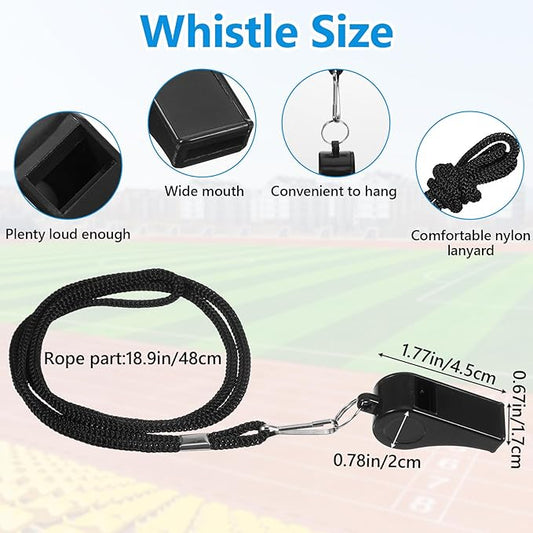 10-Pack Whistle Emergency Set - Lifeguard Whistle, Whistles Bulk for Coaches, Coaches Whistles with Lanyard - Durable Plastic & Stainless Steel