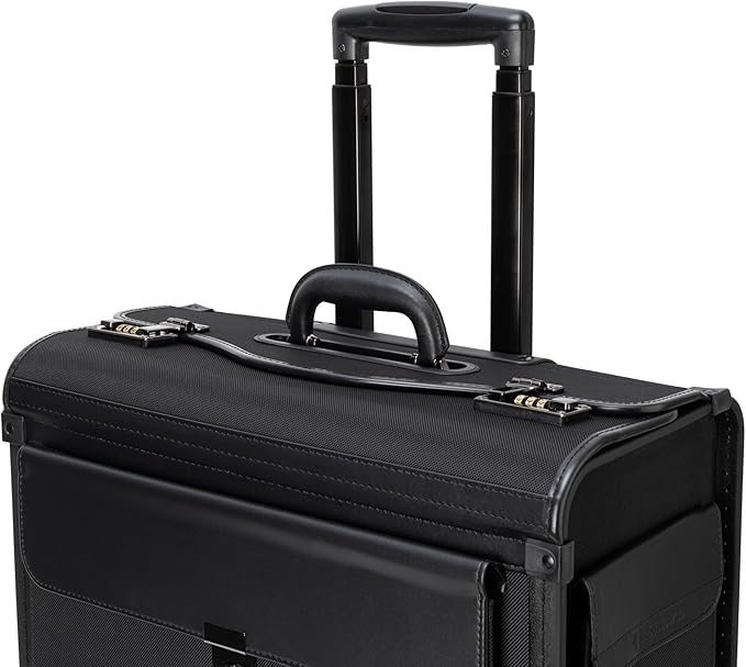 Alpine Swiss Wheeled Briefcase | Rolling Briefcase Locking Telescopic Handle 4 Replaceable Wheels | Pilot Lawyer Litigator Attache Case | 17” Laptop Compartment | Dual Combo Locks | Organizer Pockets