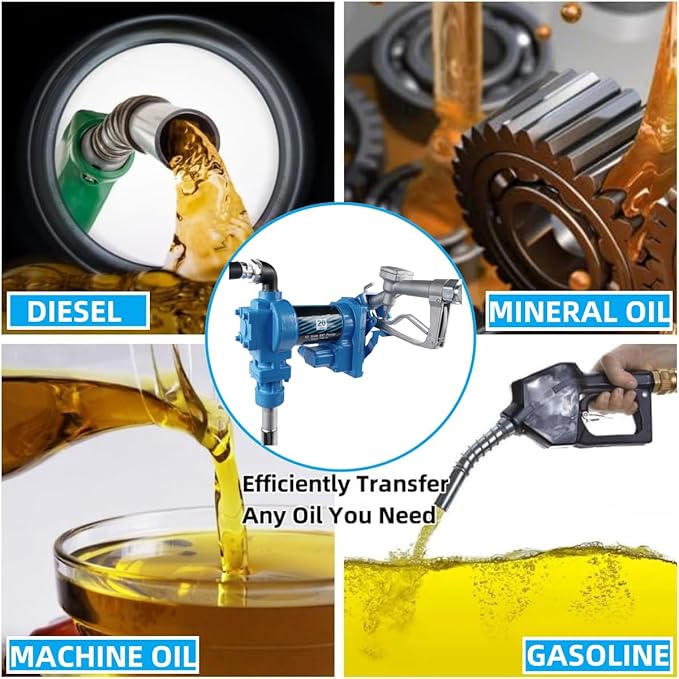 20 GPM 12 Volt Fuel Transfer Pump High Flow DC Transfer Pump Gasoline Pump for Transfer of Gasoline, Diesel, Kerosene, Ethanol & Methanol Blends & Biodiesel, with Discharge Hose & Manual Nozzle, Blue