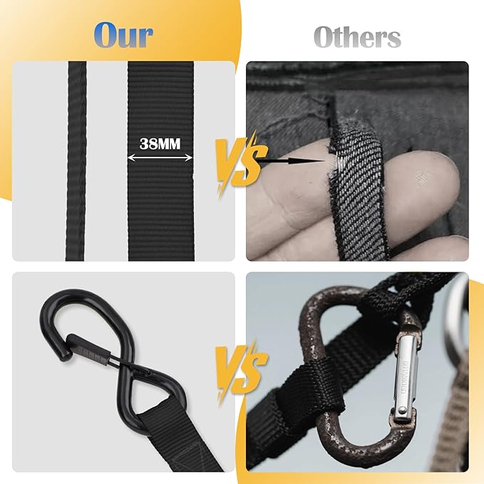 Ratchet Straps, 1.5 inch x 15 ft(4 Pack) Heavy Duty Tie Down Straps, Ratchet Tie Down Straps with Soft Loops-5,208 lbs (Black)