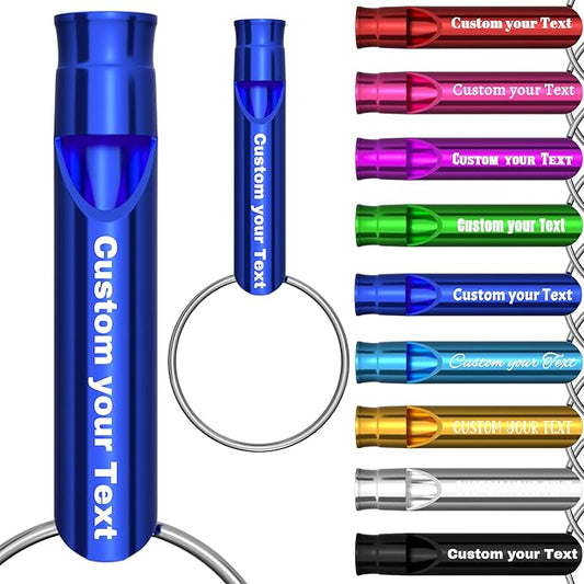 20 Pcs Custom Emergency Whistles with Keychains, Personalized Loud Safety Survival Whistle Engraved with Name/Text, Bulk Whistles for Outdoor Sports, Camping, Hiking, Boating, Hunting