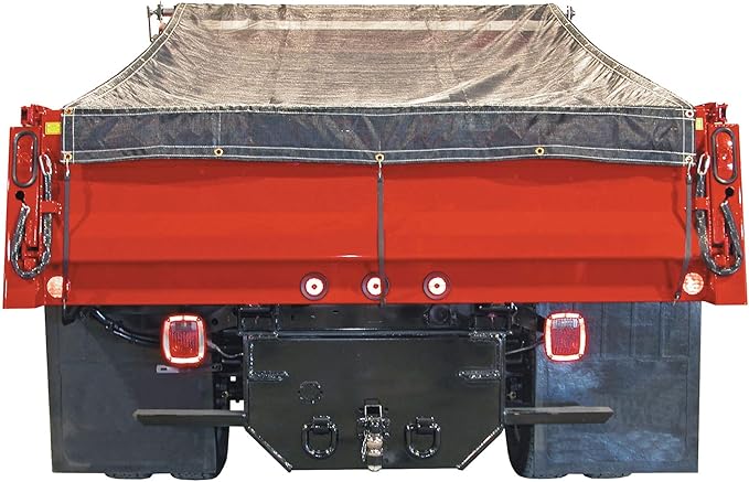 Buyers Products DTR7515 Aluminum Tarp System with Mesh Tarp, 7-1/2 x 15 Feet – Dump Body Tarp Kit, Heavy Duty Double-Stitched Hems, Brass Grommets, Telescoping Roller, Complete Hardware Included