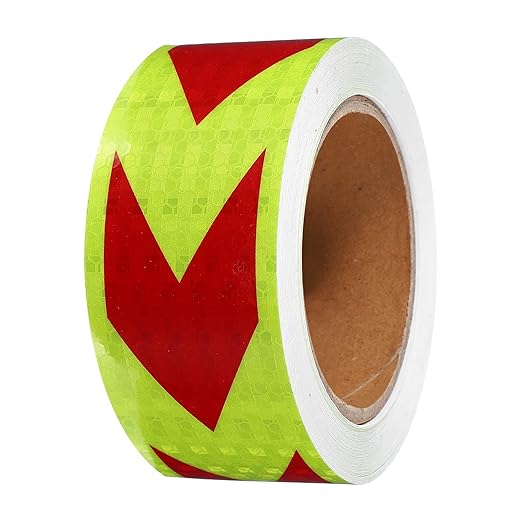PATIKIL Reflective Tape, 2 Inch x 49 ft Waterproof Self Adhesive High Visibility Safety Warning Arrow Tape Outdoor Reflectors for Trucks Trailers Cars, Yellow Red