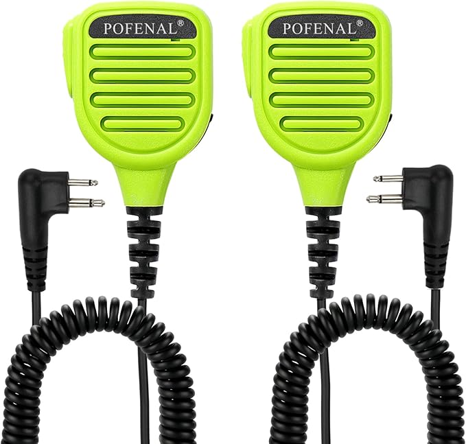 Waterproof 2 Pin Mic for Motorola Radios R2 BPR40D BPR40 CP100D CP200D CP200 CP185 CLS1410 CLS1110 DLR1060 RDU4100 RDU4160D RMU2040 RMU2080D CLS DTR RDU RMU 2 Pairs Green