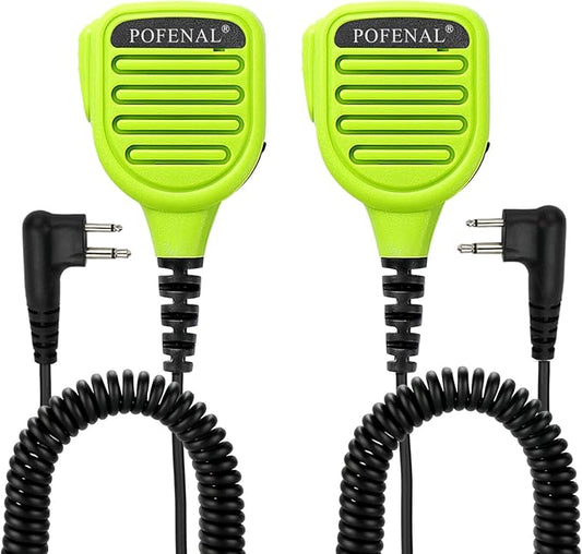 Waterproof 2 Pin Mic for Motorola Radios R2 BPR40D BPR40 CP100D CP200D CP200 CP185 CLS1410 CLS1110 DLR1060 RDU4100 RDU4160D RMU2040 RMU2080D CLS DTR RDU RMU 2 Pairs Green