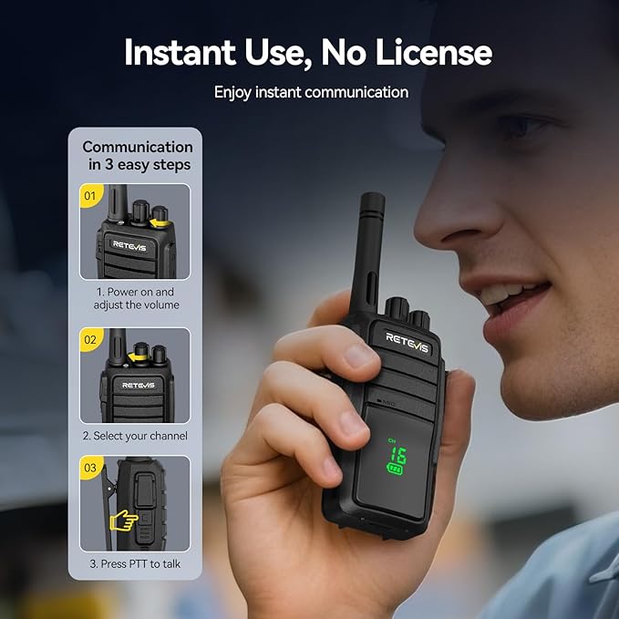 Retevis RT21H 2 Way Radio Long Range, Walkie Talkies for Adults, Hidden Display, Heavy Duty Rechargeable Two Way Radios with Six-Way Charger, for Manufacturing Education Security(6 Pack)