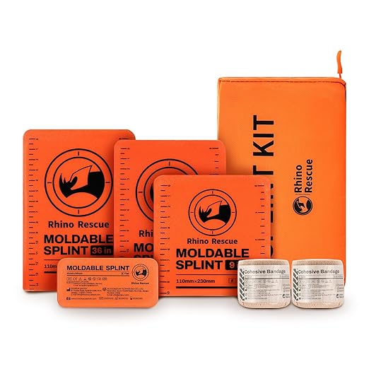 RHINO RESCUE First Aid Splint 36" X 4.3" Orange-Gray, Keep Bones in Position (6, Splint Bundle)