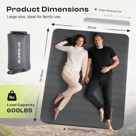 Self-Inflating Sleeping Pad with Portable Electric Air Pump, 4in Thick Memory Foam Camping Mattress for Tent Cot & Car Travel, Fast Inflate & Deflate Camping Pad