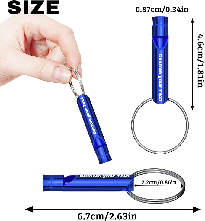 20 Pcs Custom Emergency Whistles with Keychains, Personalized Loud Safety Survival Whistle Engraved with Name/Text, Bulk Whistles for Outdoor Sports, Camping, Hiking, Boating, Hunting