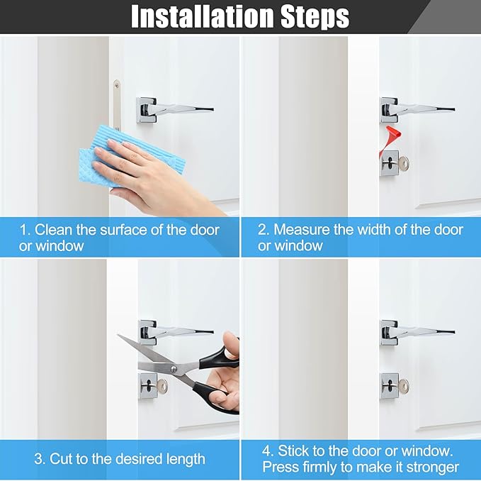 Draft Seal Tape for Doors and Windows 1 in x 10 Ft Silicone Weather Stripping Extra Thick 2mm Door Seal Strip with Strong Adhesive Draft Insulation Stopper Side Seal - White