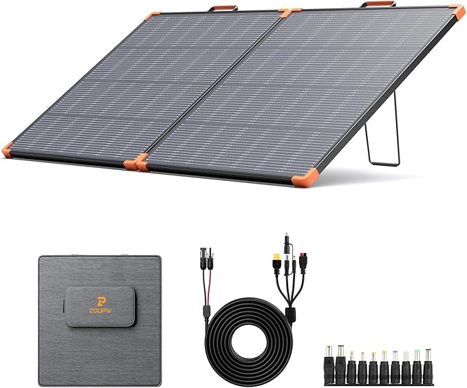 N-Type 16BB 180W Portable Solar Panel,Camping Gifts,17V Foldable Solar Charger for Power Station 25% High Efficiency IP68 Waterproof 2 Reinforced Kickstands for Camping RV