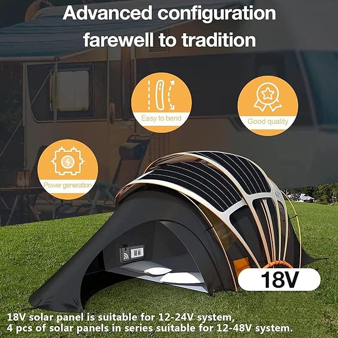 1200 Watt Flexible Solar Panel for RV, 2 × 600 Watt 12 Volt Solar Power Panel Kit with 40A Solar Charge Controller & Inverter Monocrystalline Solar Panels for Camping Off Grid Battery Charging Boat