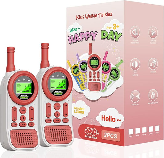 Walkie Talkies for Kids: 22 Channels 2 Way Radio Kids Toys for 3-12 Year Old - 3 Miles Long Range for Outdoor Camping Hiking - Christmas Birthday Gifts for Boys Girls, Red