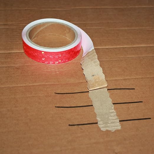 Red Reflective Tape Outdoor Waterproof 1 inch Wide for Automobile, High Visibility Safety Warning Adhesive Stickers Strips (16 feet)
