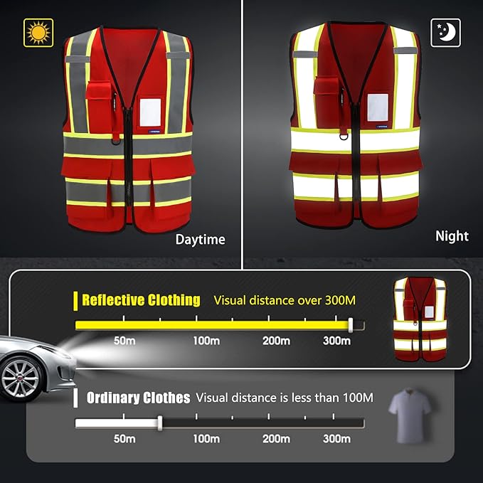 AYKRM Custom Logo Personalised Printed High Visibility Reflective 2 two tone work construction Safety Vest