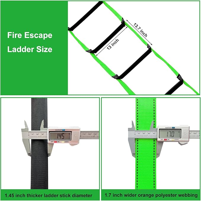 Fire Escape Ladder, 32.8 Feet Emergency Fire Ladder, 3-5 Story Homes Reusable Safety Rope Ladders for Kids and Adults