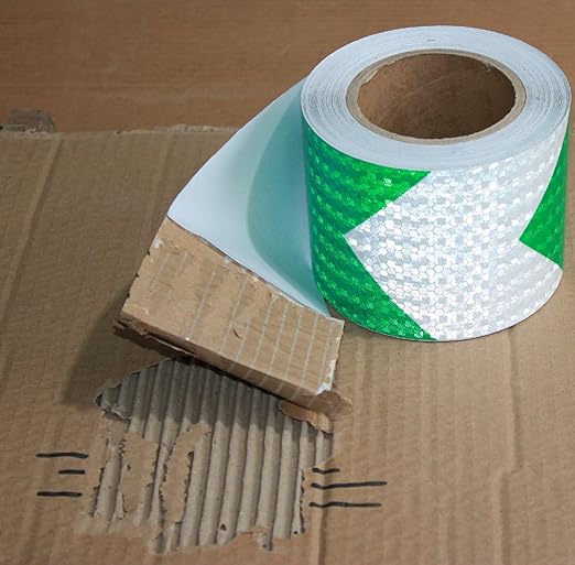 Reflective Tape Green White 3 inch Wide for Automobile, Outdoor Waterproof High Visibility Safety Warning Adhesive Strips (166 feet)