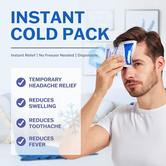 25 Pack - Instant Cold Packs - Instant Ice Packs for Injuries | Disposable Cold Compress Ice Pack for Pain Relief, Swelling, Inflammation, Sprains, Toothache - Cold Pack for Athletes
