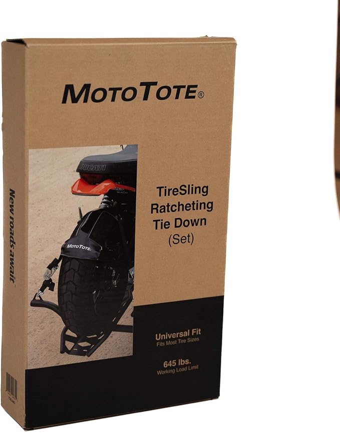 MotoTote TireSling Ratcheting Tie Down (1,940 lbs. Breaking Load Limit) – Innovative, Strap System for Motorcycle Tires