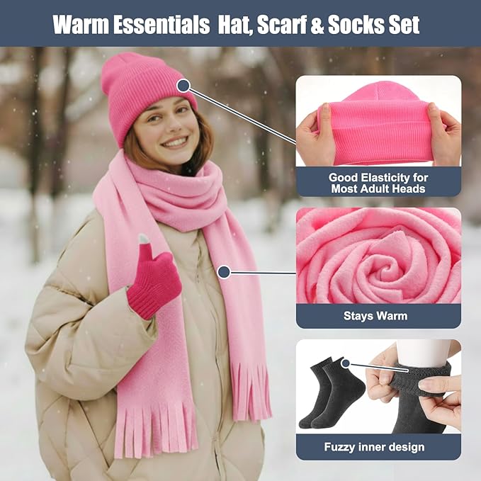 600 Pcs Homeless Care Package Supplies Bulk Winter Emergency Blankets Beanies Hat Gloves Scarves Socks Drawstring Bags for Men Women Cold Weather Camping Outdoor Survival Kit (10 Colors)