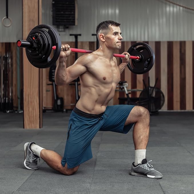 RitFit Barbell Weight Set - 4/6FT Olympic Barbell with Weight Plates (55-275LB Total) - Weightlifting Equipment for Squats, Curls, Deadlifts, Presses, Hip Thrusts
