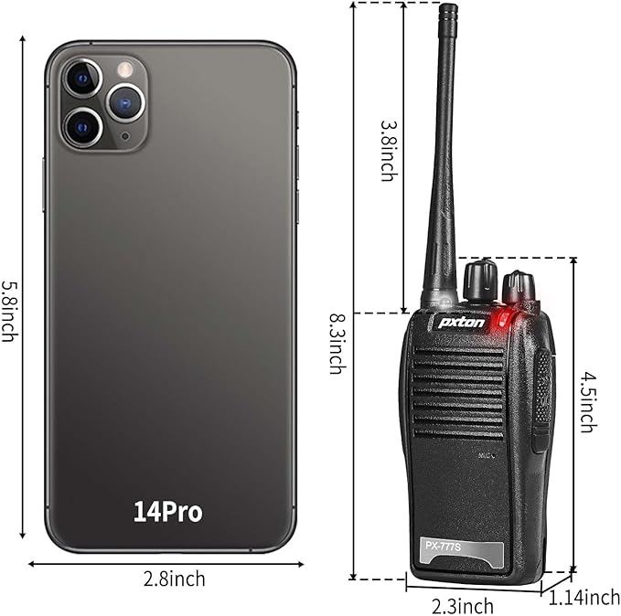 pxton 777S walkie talkies Long Range for Adults Rechargeable with Earpieces and Li-ion Battery,Two Way radios has VOX/TOT/Emergency Alarm/Battery Low Alert/Flashlight/Scan Function（4 Pack）