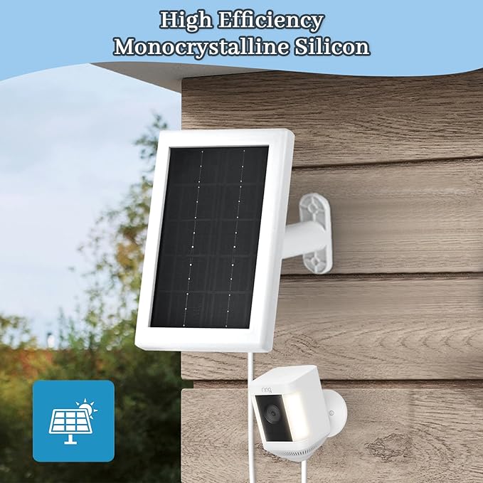 Ring Camera Solar Panel Charger, 5V 3.5W Solar Charger Compatible with Ring Spotlight Cam/Stick Up Cam Battery Outdoor Wireless Surveillance Camera, 16.4ft Cable (White, 3 Pack)