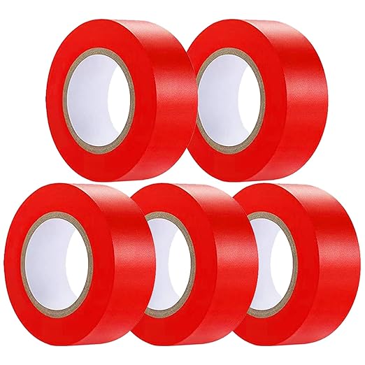 5 Pack Red Flagging Tape, Non-Adhesive Plastic Ribbon Neon Marking Roll, 0.78"*500ft, Marking Tape for Tree Marking, Hunting, Boundaries and Hazardous Areas,Trail Marking