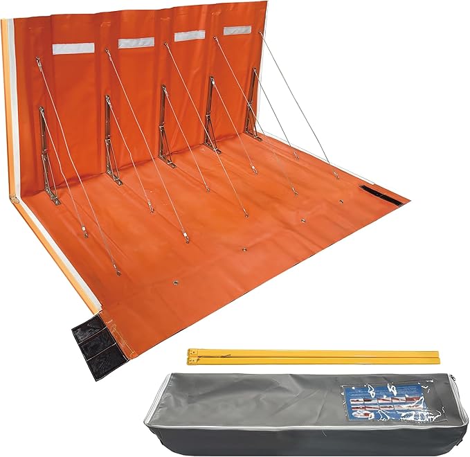 PVC L-Shaped Baffle Flood Barrier for Home,Flood Control Water Gate Flood Protection Products for Garage Doors, Basements, Warehouses Absorbent Sandbag Alternative(L:6.5ft x W:5ft x H:4ft)