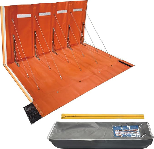 PVC L-Shaped Baffle Flood Barrier for Home,Flood Control Water Gate Flood Protection Products for Garage Doors, Basements, Warehouses Absorbent Sandbag Alternative(L:6.5ft x W:4ft x H:3ft)
