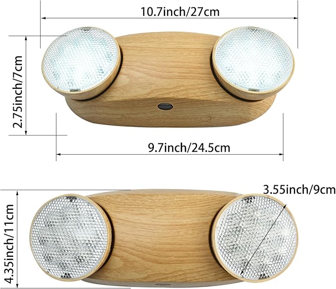 Emergency Lights 200lm 4Hours with Battery Backup Commercial Emergency Light Fixtures for Business Home Power Failure Outage Lighting with Plug in Cord AC85-277V-Wood