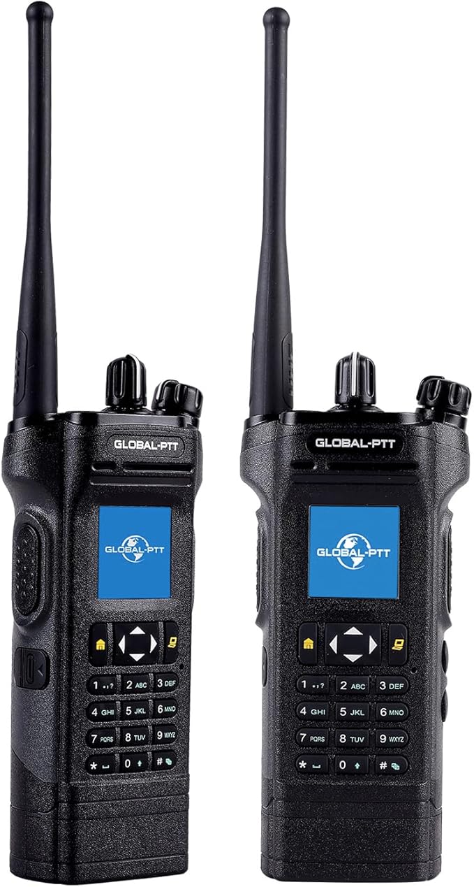 2-Pack PoC + UHF Analog Dual Mode Radios, 4G LTE Nationwide Push-to-Talk Unlimited Range Walkie Talkies with SIM Cards Dual Speaker Screen and Encryption for Team, Security, Fleet (Black, 5288)