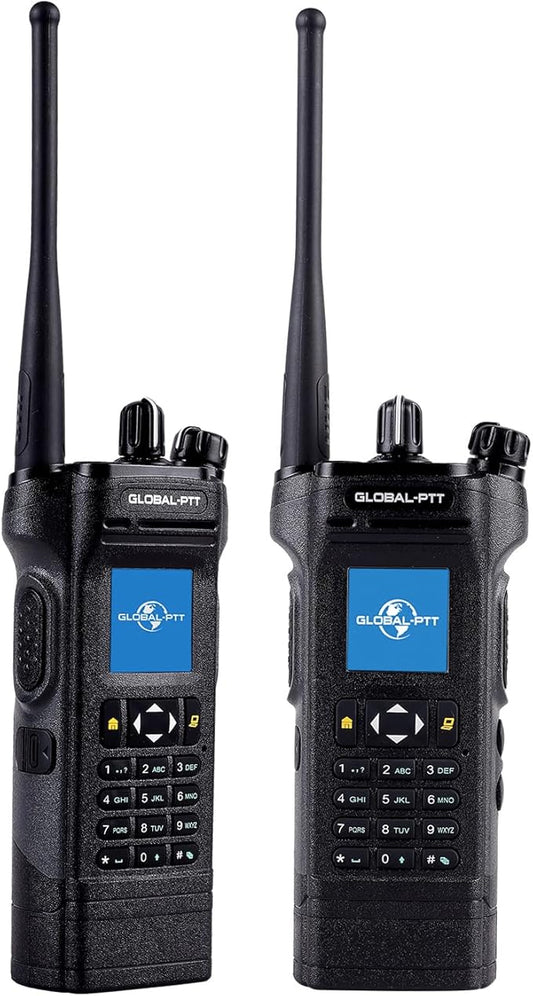 2-Pack PoC + UHF Analog Dual Mode Radios, 4G LTE Nationwide Push-to-Talk Unlimited Range Walkie Talkies with SIM Cards Dual Speaker Screen and Encryption for Team, Security, Fleet (Black, 5288)