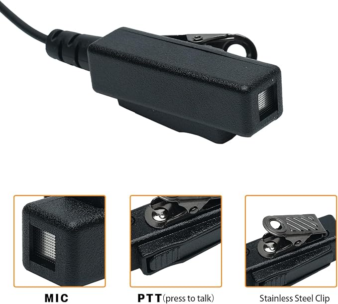 2 Wire Covert Acoustic Tube Surveillance Kit Headset Earpiece for Motorola XTS2500 XTS5000 XTS1500 XTS3000 HT1000 HT2000 MTS2000 Two Way Radio Walkie Talkie,4Pack