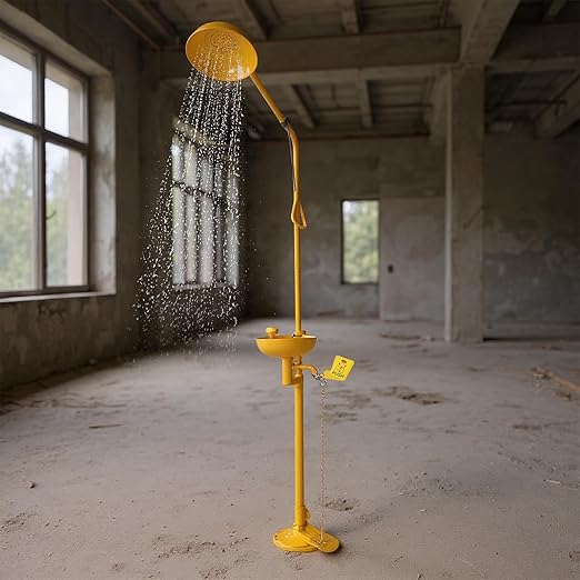 Generic Emergency Eye Wash & Shower Equipment with Dual Spray Head and Pedal Emergency Combination Eyewash Station 304 Stainless Steel for Laboratory Factory