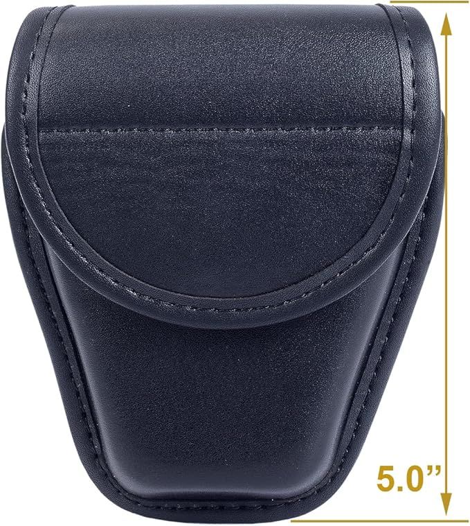 TAFTACFR Molded Single Handcuff Pouch Case for Duty Belt, Law Enforcement Holder With Removable Top Cover and Hidden Snap