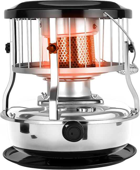 Indoor & Outdoor Kerosene Heater, Radiant Heating, Portable Non-Electric 9000 BTU Kerosene Stove for Camping, Hunting, Cooking (White)