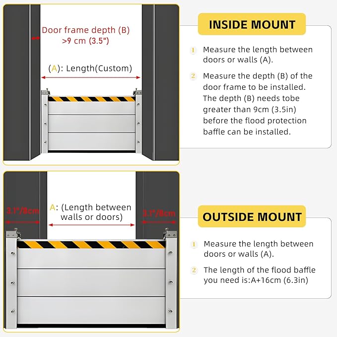Flood Barriers for Home, Detachable Stackable Baffle Flood Protection System, Heavy Duty Reusable Aluminum Flood Water Barrier for Garage, Home, Front Door, Basement, Gates