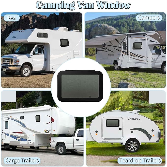 24"x15" Frameless RV Sliding Window - DOT Approved Tinted Glass, Anodized Aluminum Frame w/Mesh Screen, Fits 1.5"-1.875" Walls (Complete Installation Kit Included)