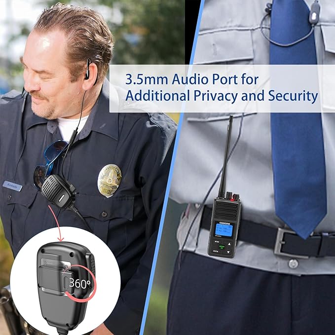 SAMCOM FPCN30A 5Watt Walkie Talkie Long Range Two Way Radio Rechargeable with Speaking Mic, SAMCOM 2-Way Radios Heavy Duty Walky Talky with Shoulder Mic, 2 Packs