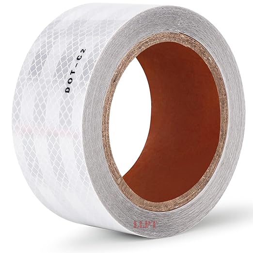 LLPT Reflective Tape 2” x 33 Ft DOT-C2 High Visibility Safety Tape Flexible Waterproof Intense Reflector for Trailer Truck Car RV Boat Camper Color White (RT203W)