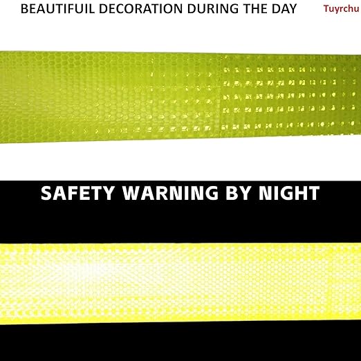 Fluorescent Yellow Reflective Tape Outdoor Waterproof 3 inch Wide, High Visibility Safety Industrial Marking Tape (66 feet, 3 Rolls)